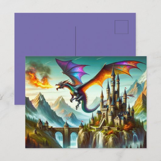 Vuurademende Dragon Briefkaart (Voorkant / Achterkant)