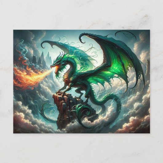 Vuurademende Dragon Briefkaart (Voorkant)
