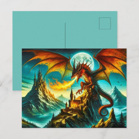 Vuurademende Dragon Briefkaart (Voorkant / Achterkant)