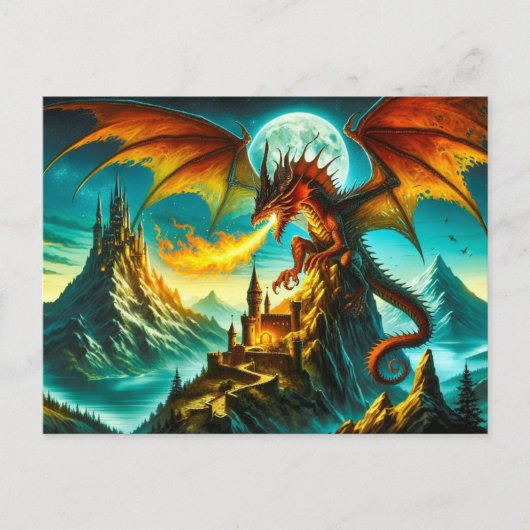 Vuurademende Dragon Briefkaart (Voorkant)