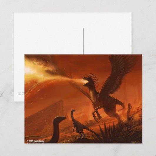 Vuurademende Prehistorische Dinosaurus van Jake Mu Briefkaart (Voorkant / Achterkant)