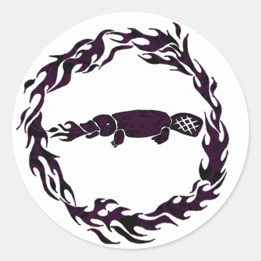 Vuurademhaling Platypus vlammen Ring Stickers (Voorkant)