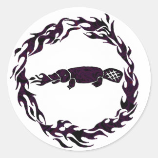 Vuurademhaling Platypus vlammen Ring Stickers