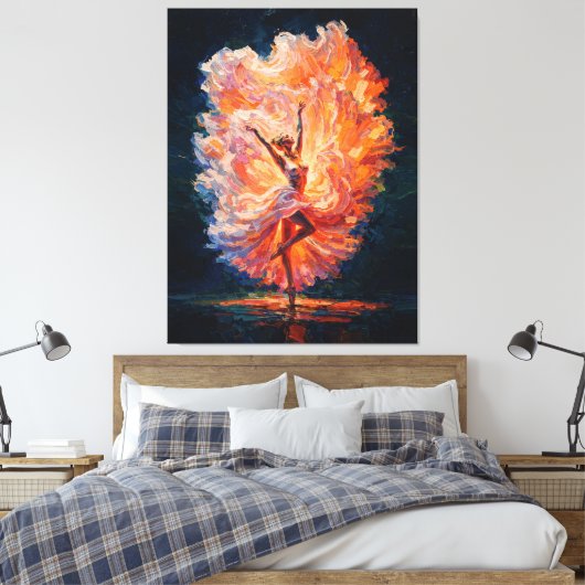 Vuurbal Balletdanseres Phoenix Wedergeboorte Impas Canvas Afdruk (Insitu (Slaapkamer))
