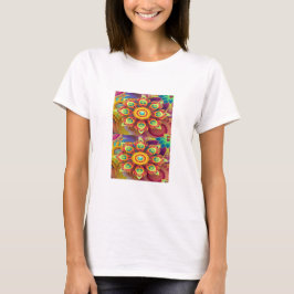 Vuurbloem abstracte gepatterd t-shirt