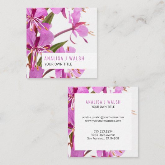 Vuurbloem visitekaartje (Voorkant / Achterkant)