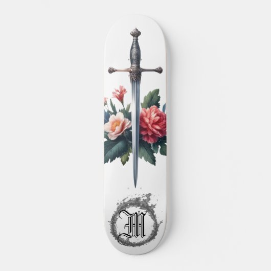 *~* Vuurbloemen AP88 Middeleeuws Zwaard Bloemen Persoonlijk Skateboard (Voorkant)
