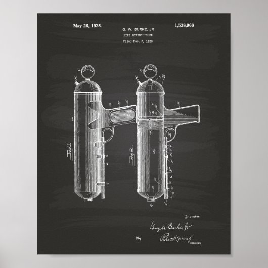 Vuurblusser 1925 Patent Art - Chalkboard Poster (Voorkant)