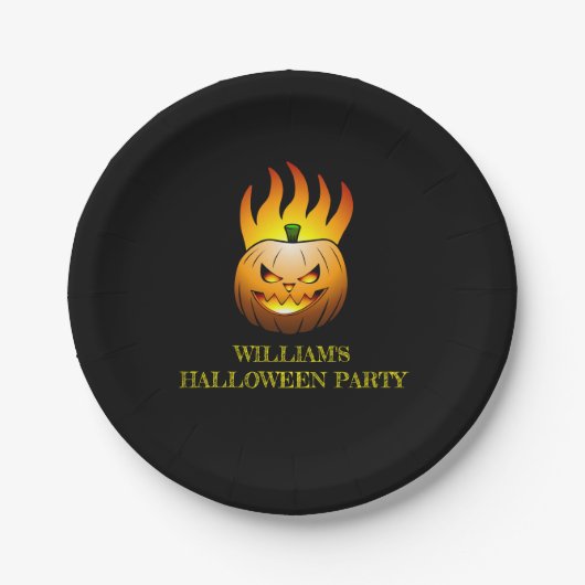Vuurbol Halloween Pompoen Papieren Bord (Voorkant)