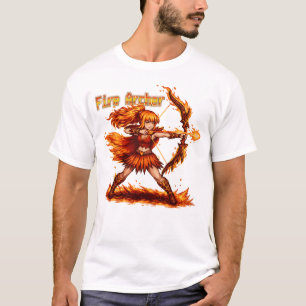 Vuurboog Pixel Art RPG Fantasie Vlam Krijger T-shirt