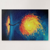 Vuurboom des levens | Abstracte natuur wandkunst Legpuzzel (Horizontaal)