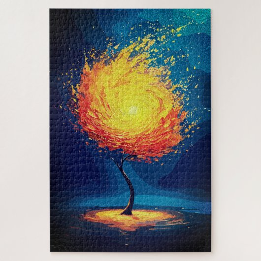 Vuurboom des levens | Abstracte natuur wandkunst Legpuzzel (Verticaal)