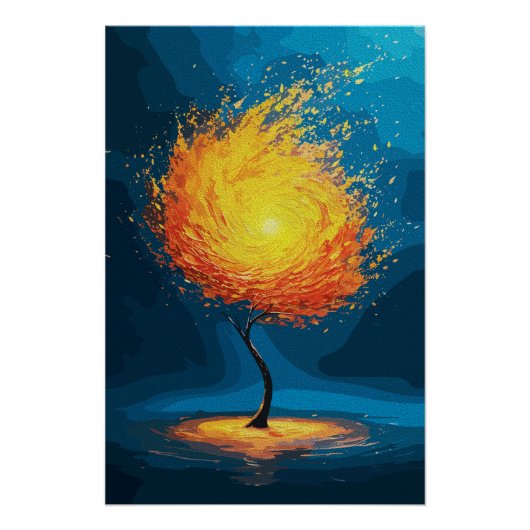Vuurboom des levens | Abstracte natuur wandkunst Perfect Poster (Voorkant)