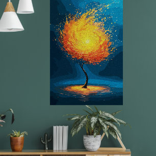 Vuurboom des levens Abstracte natuur wandkunst Poster