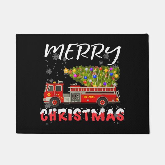 Vuurboomgaard brandblusvuurgevecht kerstfamilie deurmat (Voorkant)