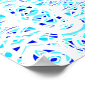 Vuurbrand Blauw Witte Abstracte Gouache Kunst Poster (Hoek)