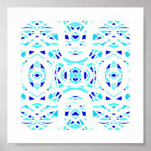 Vuurbrand Blauw Witte Abstracte Gouache Kunst Poster
