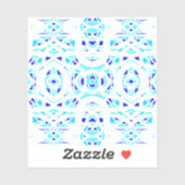 Vuurbrand Blauw Witte Abstracte Gouache Kunst Sticker (Vel)