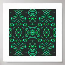 Vuurbrand Groene Zwarte Abstracte Gouache Kunst