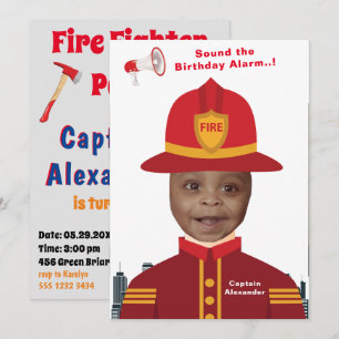 Vuurbrandbestrijder Kinder foto sjabloon Birthday Kaart