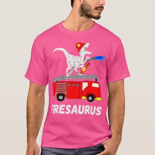 Vuurbrandbestrijder Saurus Vuurbrandweerman Dinosa T-shirt (Voorkant)