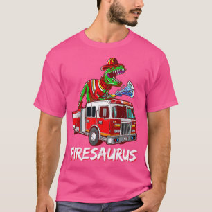 Vuurbrandbestrijder Saurus Vuurbrandweerman Dinosa T-shirt