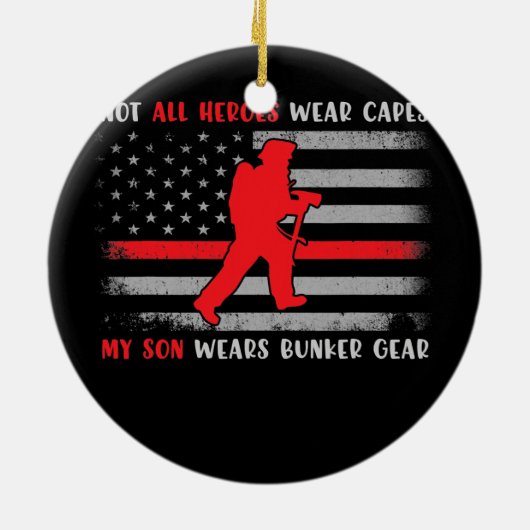 Vuurbrandbestrijder T-shirt Proud brandweerman Keramisch Ornament (Achterkant)