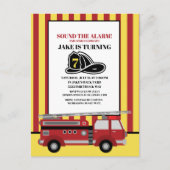 Vuurbrandbestrijding in Red Yellow Striped Birthda Briefkaart (Voorkant)