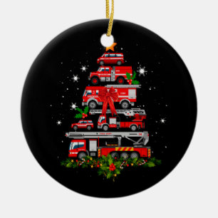 Vuurbrandende brandweerlieden Kerstboom - Kerstman Keramisch Ornament
