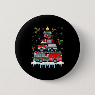 Vuurbrandende brandweerlieden Kerstboom - Kerstman Ronde Button 5,7 Cm
