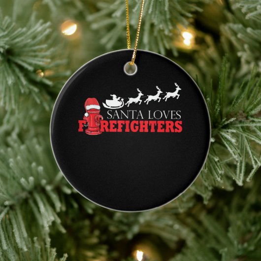 Vuurbrandweerman met kerstcadeaus voor kerstcadeau keramisch ornament (Boom)