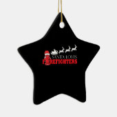 Vuurbrandweerman met kerstcadeaus voor kerstcadeau keramisch ornament (Rechts)