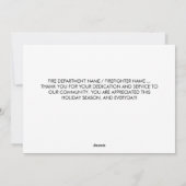 Vuurbrandweerman met Kerstmis met rode lijn Dank u Feestdagenkaart (Achterkant)