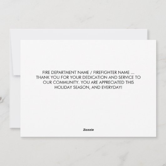 Vuurbrandweerman met Kerstmis met rode lijn Dank u Feestdagenkaart (Achterkant)