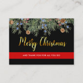 Vuurbrandweerman met Kerstmis met rode lijn Dank u Visitekaartje (Voorkant)