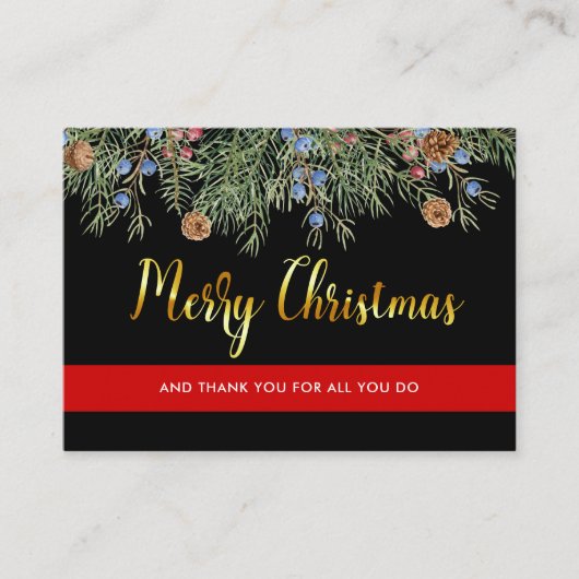 Vuurbrandweerman met Kerstmis met rode lijn Dank u Visitekaartje (Voorkant)