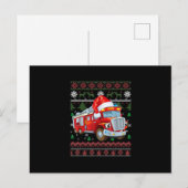 Vuurbrandweerman met kersttentuter-jongen Santa Ha Feestdagenkaart (Voorkant / Achterkant)