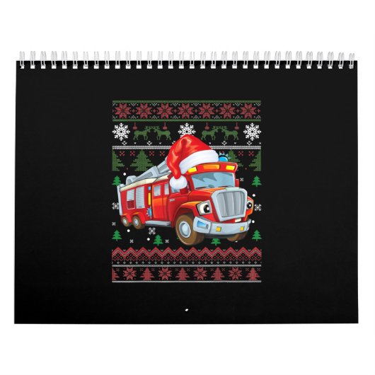 Vuurbrandweerman met kersttentuter-jongen Santa Ha Kalender (Hoes)