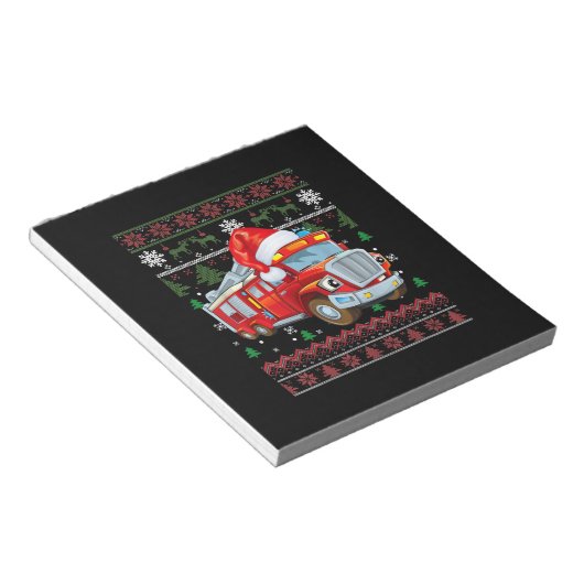 Vuurbrandweerman met kersttentuter-jongen Santa Ha Notitieblok (Schuin)