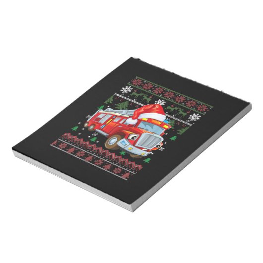 Vuurbrandweerman met kersttentuter-jongen Santa Ha Notitieblok (Linkerzijde)