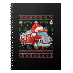 Vuurbrandweerman met kersttentuter-jongen Santa Ha Notitieboek