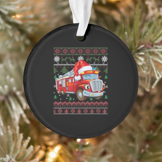 Vuurbrandweerman met kersttentuter-jongen Santa Ha Ornament (Boom)