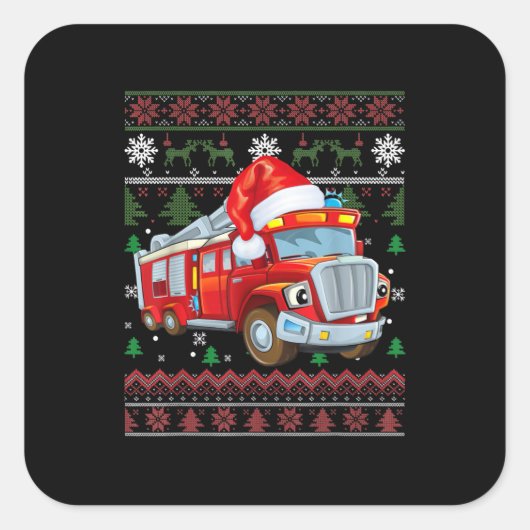 Vuurbrandweerman met kersttentuter-jongen Santa Ha Vierkante Sticker (Voorkant)