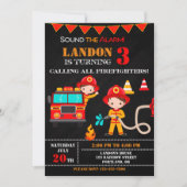 Vuurbrandweerman op verjaardagsfeestdag kaart (Voorkant)