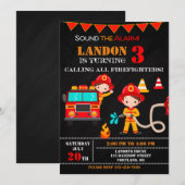 Vuurbrandweerman op verjaardagsfeestdag kaart (Voorkant / Achterkant)