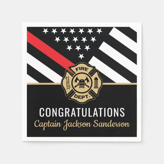 Vuurbrandweerman Rood lijnvlag Servet (Voorkant)