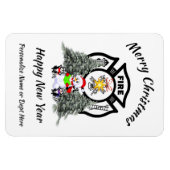 Vuurbrandweerman voor kerstmis Deept Holiday Kaart Magneet (Horizontaal)