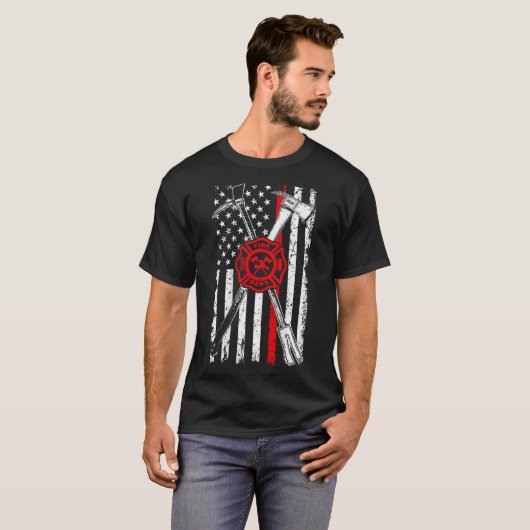 Vuurbrandweerman Zoon Patriottische Gifts Ax Halli T-shirt (Voorkant volledig)