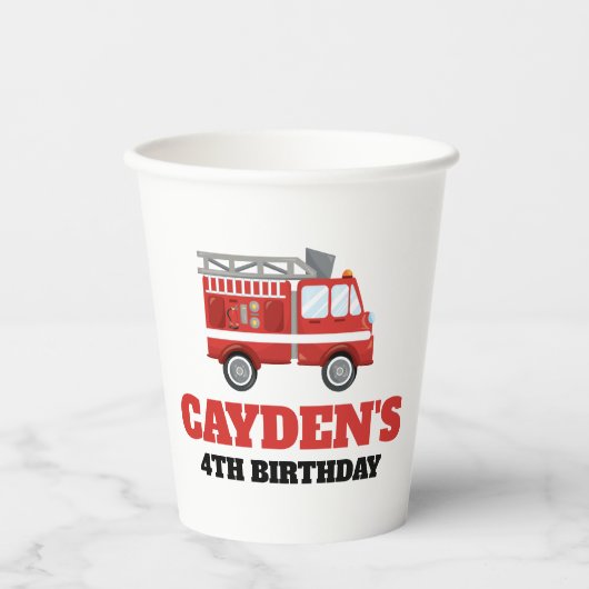 Vuurbrandweervrouw Birthday Party Napkins Papieren Bekers (Voorkant)