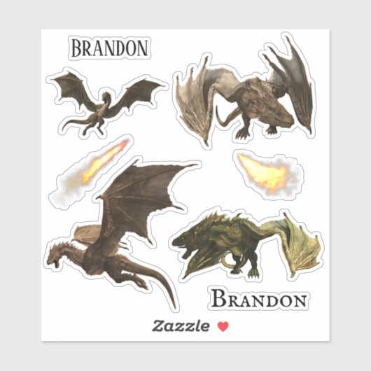 Vuurbrekende draak Wyvern Aangepaste set Sticker (Vel)